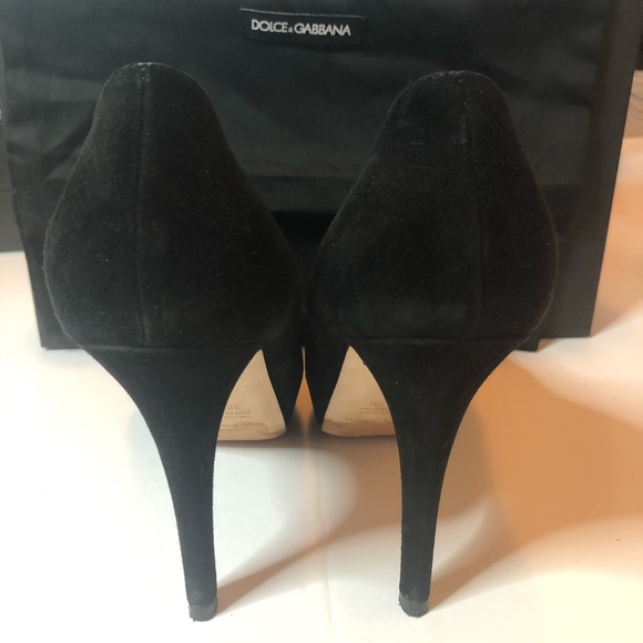 Dolce & Gabbana 90s Style Black Suede Heels - Picture 9 of 15